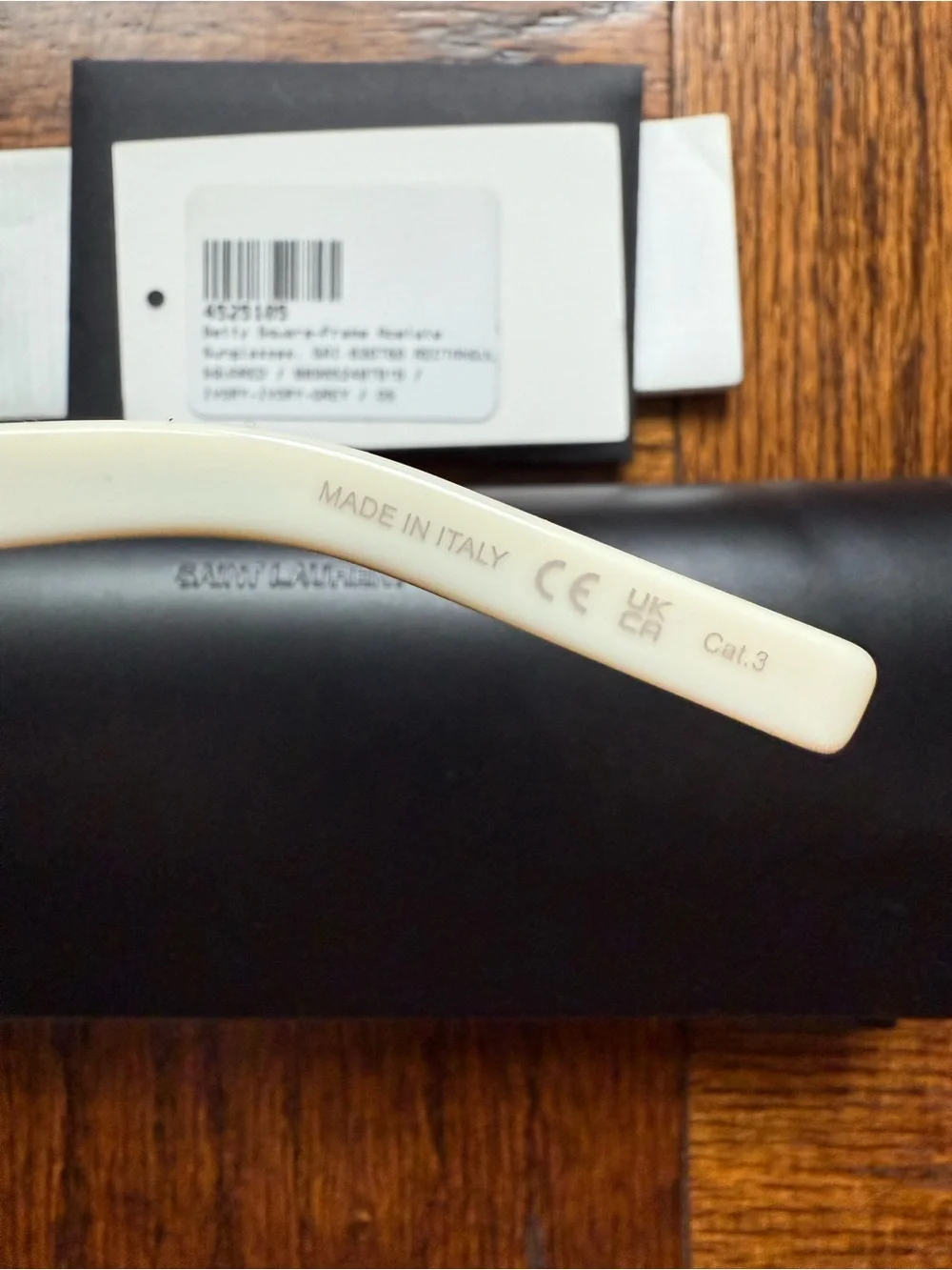 Saint Laurent Ivory Rectangular Sunglasses